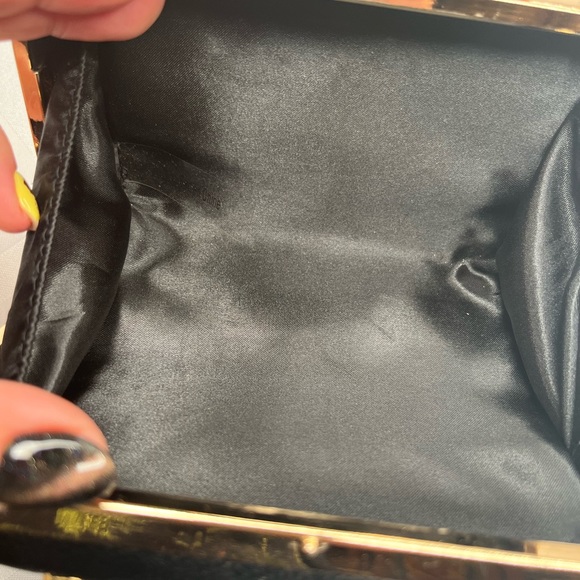 Vintage Black Leather Studded Clutch – Early 1980s – Handmade – Gold Metal Rivet - Picture 9 of 9